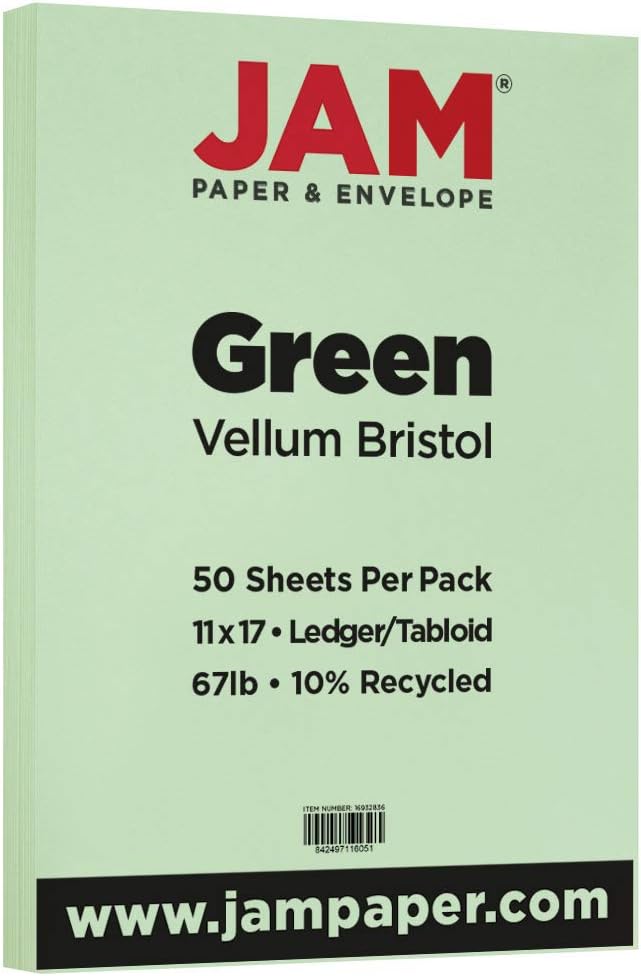 JAM PAPER Vellum Bristol 65lb Cardstock - 8.5 x 11 Coverstock - 147 gsm - Cream - 50 Sheets/Pack
