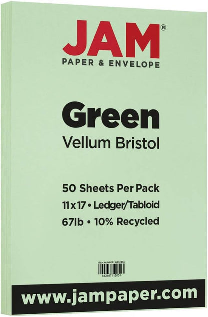 JAM PAPER Vellum Bristol 65lb Cardstock - 8.5 x 11 Coverstock - 147 gsm - Cream - 50 Sheets/Pack