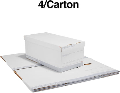 STAPLES Storage & Filing Box, Medium-Duty with Handles & Removeable Lid, Letter Size Documents, Stackable, 12-Pack, White/Gray