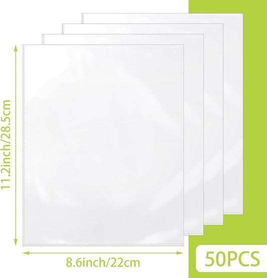 VOKOY 100 Pack No Holes Sheet Protectors,8.5" x 11", Letter Size Heavy Duty Clear View Page Protectors Without Holes,Top Loading Clear Paper Sleeves Document Artwork Protectors