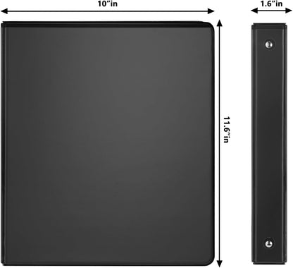 Comix Sturdy Round Ring Binder 3 inch with Clear View Cover, Holds 600 Sheets of US Letter Size Paper, 2 Pack (Black)