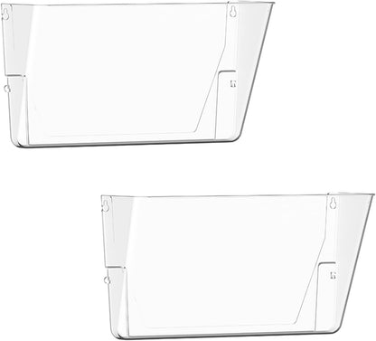 Gawerk Clear Acrylic Single Pocket, Plastic Hanging Wall Mount File Holder for Office Home (Clear, 3 Pack)