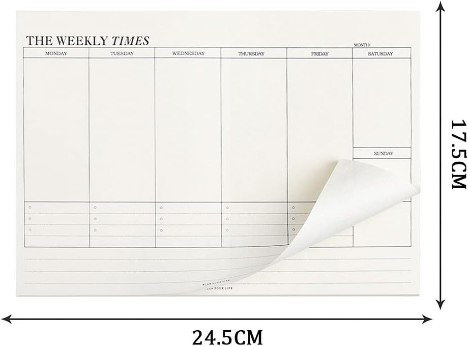 60 Sheets Weekly Pad, Tear Off Weekly Planner Notepad with Daily Schedule Weekly to Do List Notepad（7x10” ）