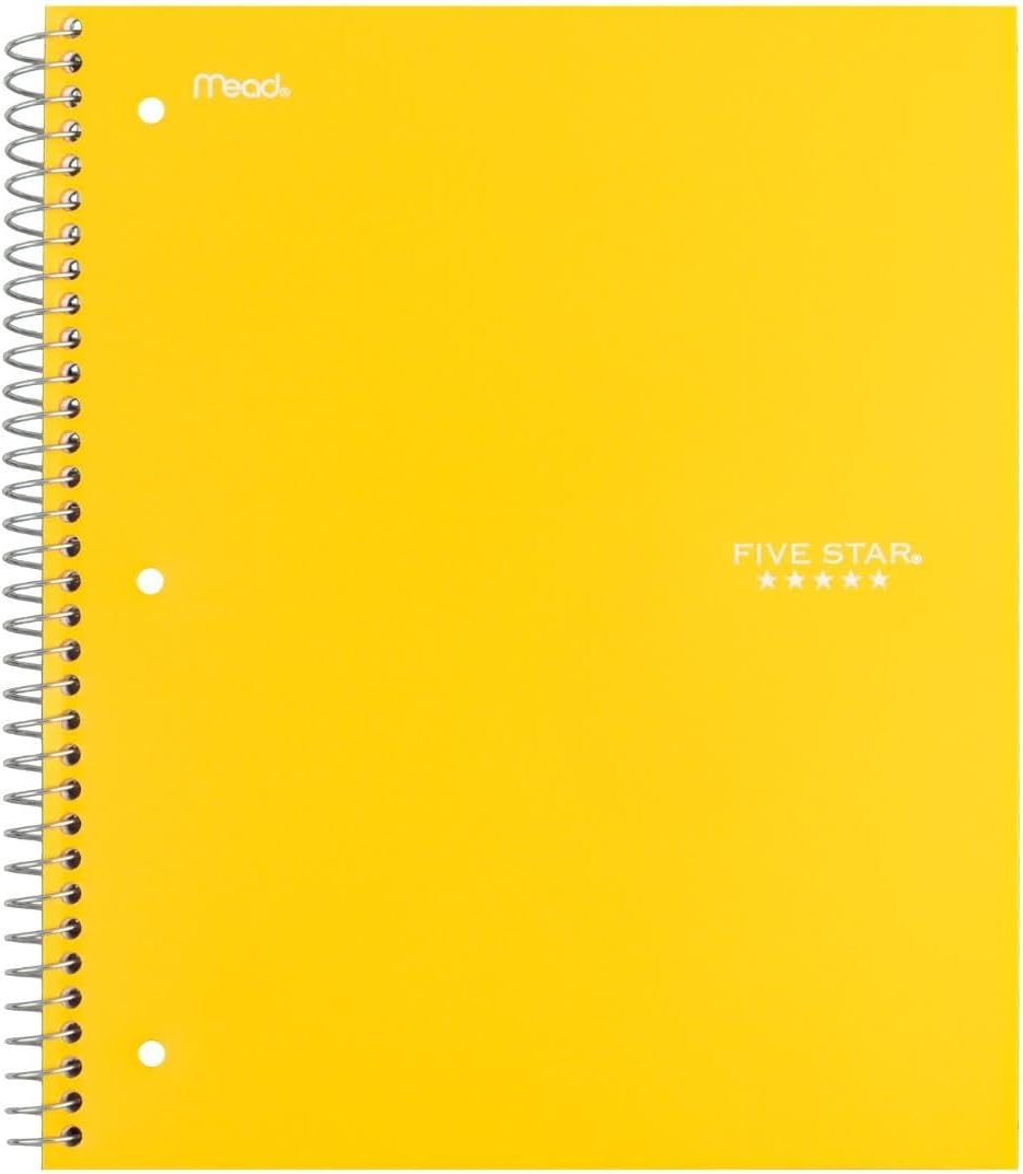 Five Star Spiral Notebook + Study App, 1 Subject, Wide Ruled Paper, 8" x 10-1/2", 100 Sheets, Fights Ink Bleed, Water Resistant Cover, Tidewater Blue (72875)