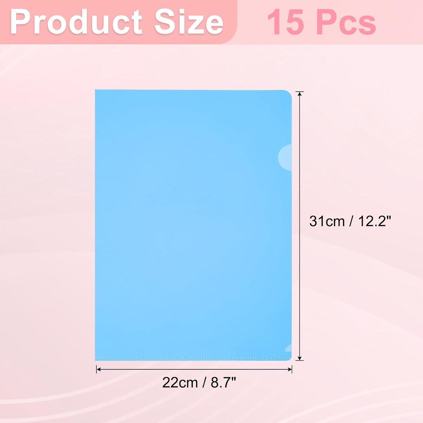 PATIKIL A5 Plastic Folders, 15 Pack Clear Folders L Type Project Pockets Paper Document Jacket Sleeves L Shaped Transparent for Documents Plastic Office File, 6.3x8.8in, Gray