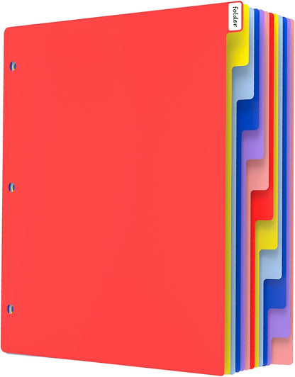 HABGP 12 Tab Dividers for 3 Ring Binder, 12 Pcs Multicolor 3 Ring Binder Dividers with Tabs, Page Folder Dividers, Plastic Tabbed File Dividers with Tabs, Three Ring Binder Index Dividers, 1 Set
