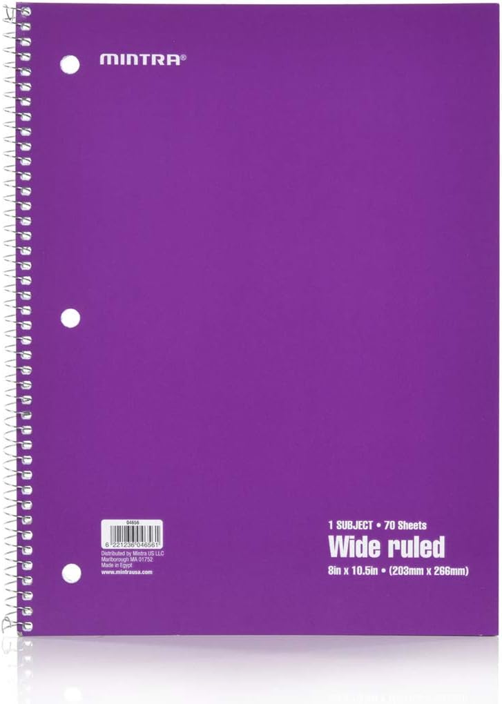 Mintra Office Spiral Notebooks, Wirebound, Journals for School, Work, Business, Aesthetic Stationery, Writing Pads, Teacher & Student Supplies (6, Pastel, College)