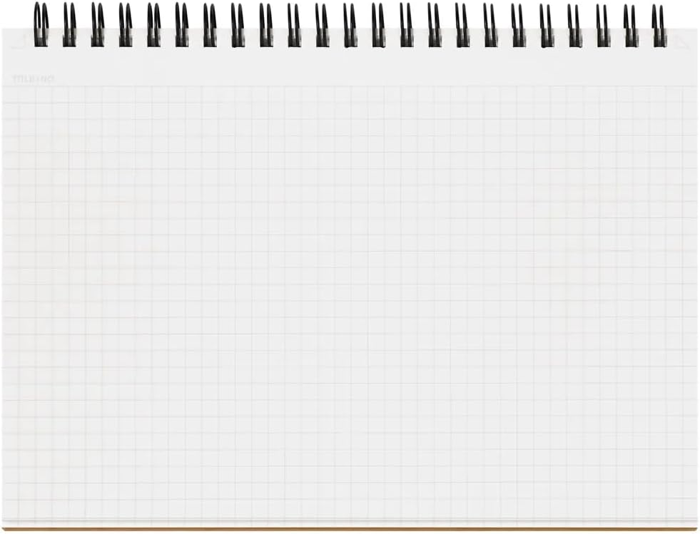 Maruman Mnemosyne Grid Notebook- Horizontal A5 Layout, 5.83" x 8.27", 70 Sheets / 140 Pages, 5mm Graph Paper Journal, Perforated Pages & Wire-Bound to Lay Flat, Black, Made in Japan