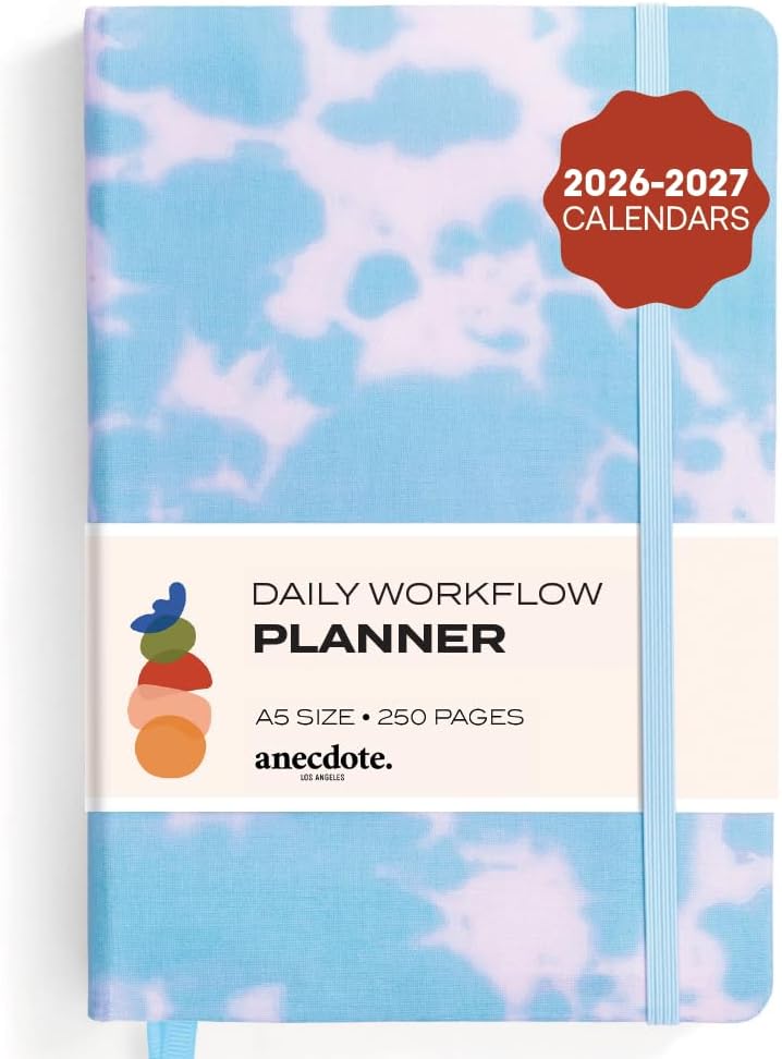 Anecdote Daily Planner w/ 2026-2027 Calendar | Start Anytime 26 Weeks Undated | 1 Page per Day | 8.5" x 5.2" | Hardcover To-Do List Organizer, Plan Your Success, Achieve Productivity Goals (Evergreen)