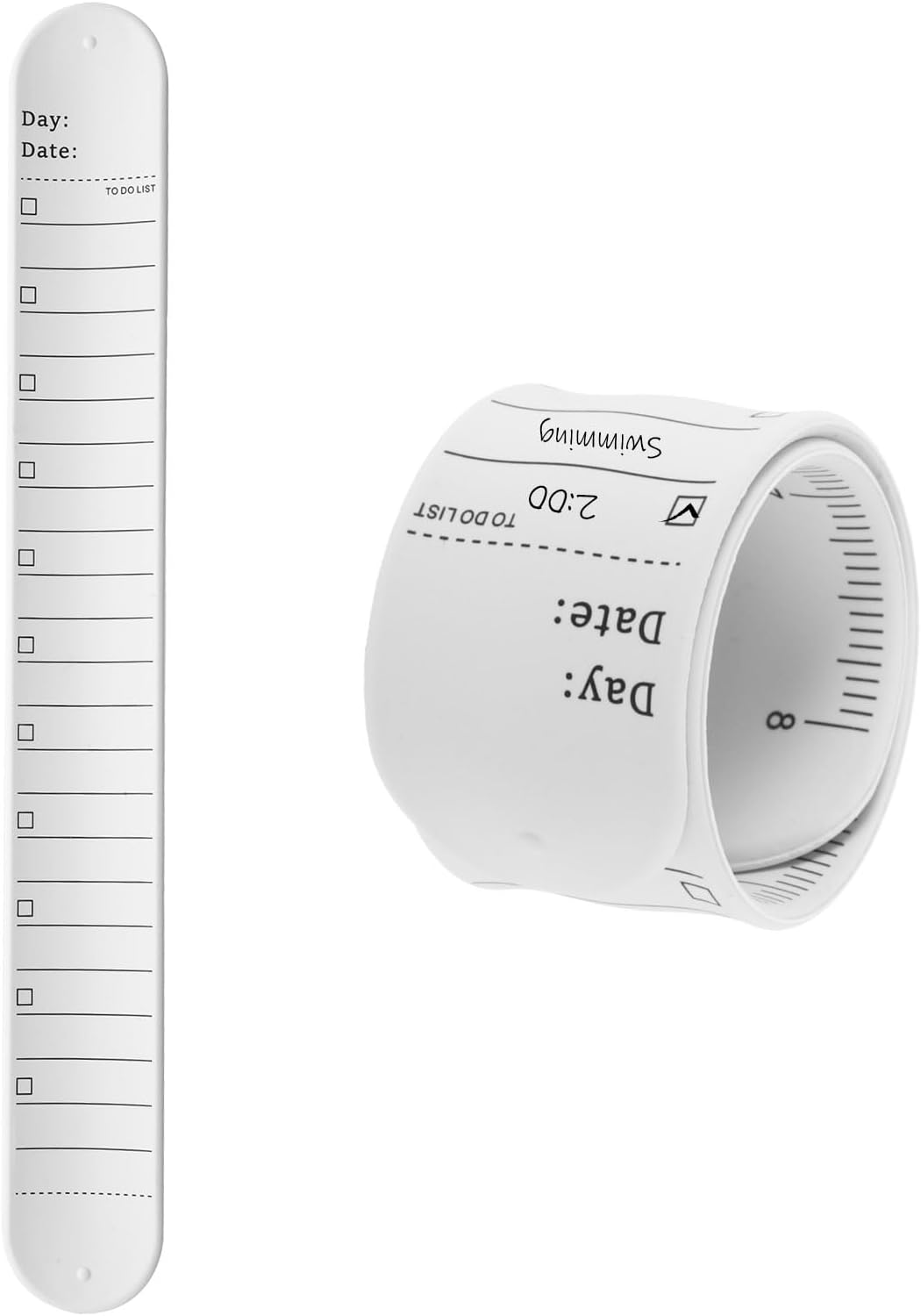 uxcell 2Pcs Writable Wrist Band, 9.45" x 1.18" Waterproof Slap Bracelet Reusable Writable Erasable to Do List Silicone Memo Wrist Bands for Planner Reminder (White)