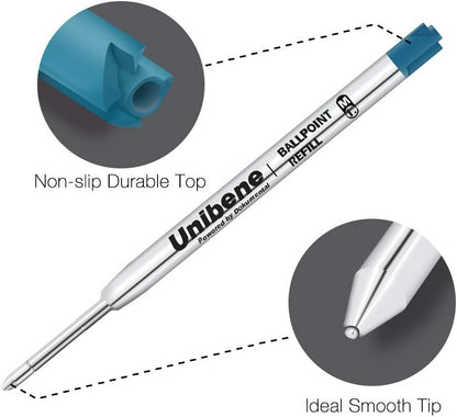 Unibene Parker Compatible Ballpoint Refills 12 Pack,1.0mm Medium Point-Black, Smooth Writing Replaceable German Ink Tactical Pen Refills for Parker Ballpoint/UZI Pen
