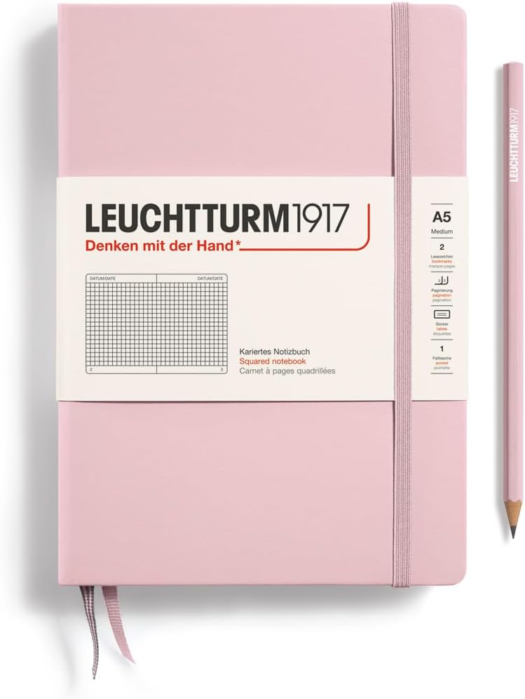 LEUCHTTURM1917 - Notebook Hardcover Medium A5-251 Numbered Pages for Writing and Journaling (Navy, Ruled)
