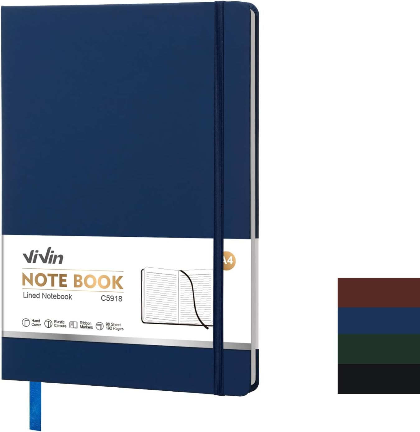 Vivin B5 College Ruled Notebook for Work,6.9"x9.8" Leather Hardcover Journal,192 Pages Professional Lined Notebook for Office & Business