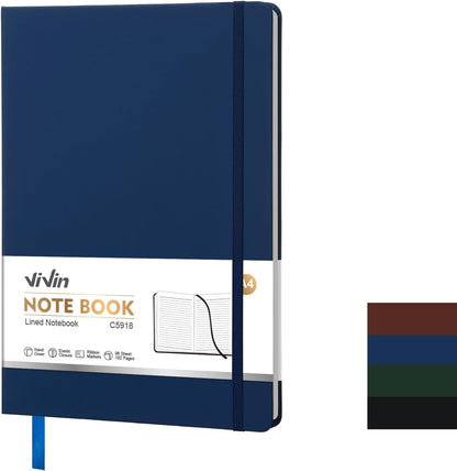 Vivin B5 College Ruled Notebook for Work,6.9"x9.8" Leather Hardcover Journal,192 Pages Professional Lined Notebook for Office & Business