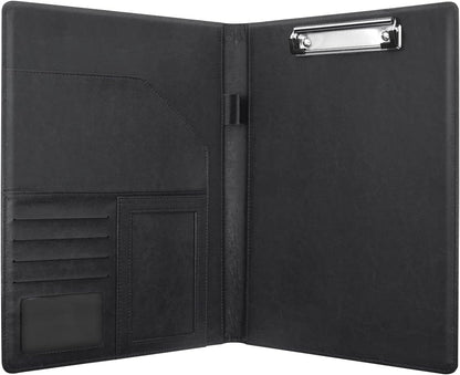 WAVEYU Resume Portfolio Folder, Padfolio Clipboard, Writing Portfolio Leather Clipboard with Cover for Legal Pad Holder Letter Size A4 for Business Conference Notepad Clip Boards, Purple