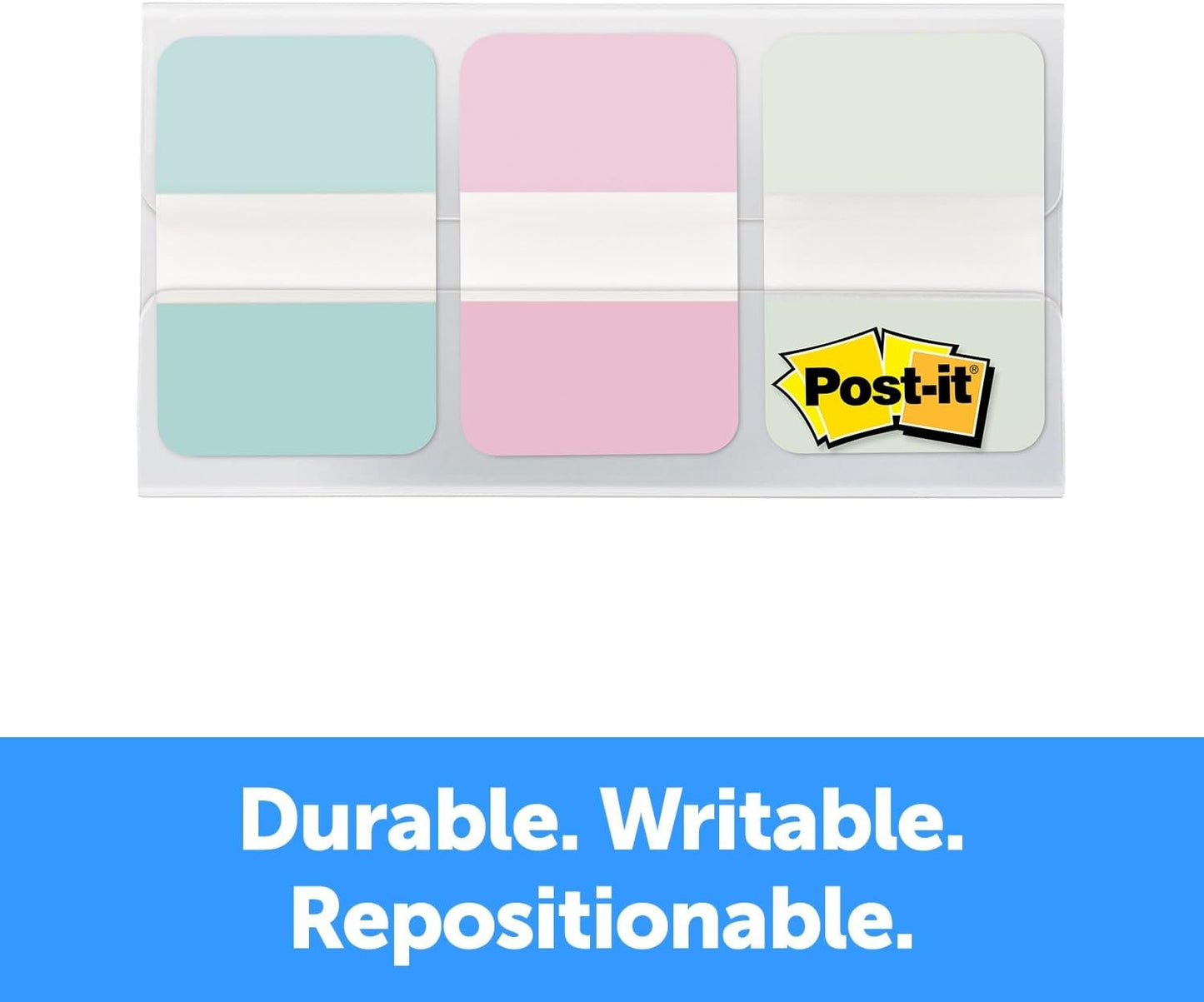 Post-it® Pastel Color Tabs, Gradient Blue, Pink, Clear, 36 Tabs/Pack