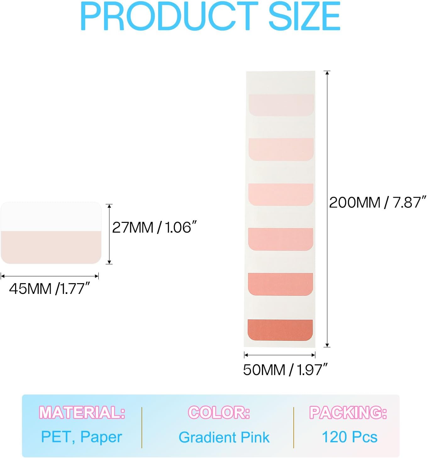 PATIKIL Clear Index Sticky Tabs, 120 Pcs Large Transparent Sticky Notes Bookmarks Planner Stickers Page Tabs for Office Notebooks File Folder Ledger Book, Gradient Green