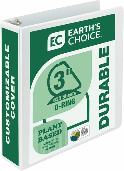 Samsill Plant-Based 3 Inch Durable D-Ring, View Binder, Eco-Friendly, USDA Certified Biobased, 4 Count, Pack of 1, Boho Assortment