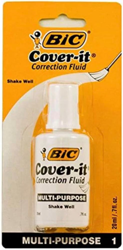 1 X BIC 20ml / 0.7 fl. oz. Wite-Out Cover It Correction Fluid