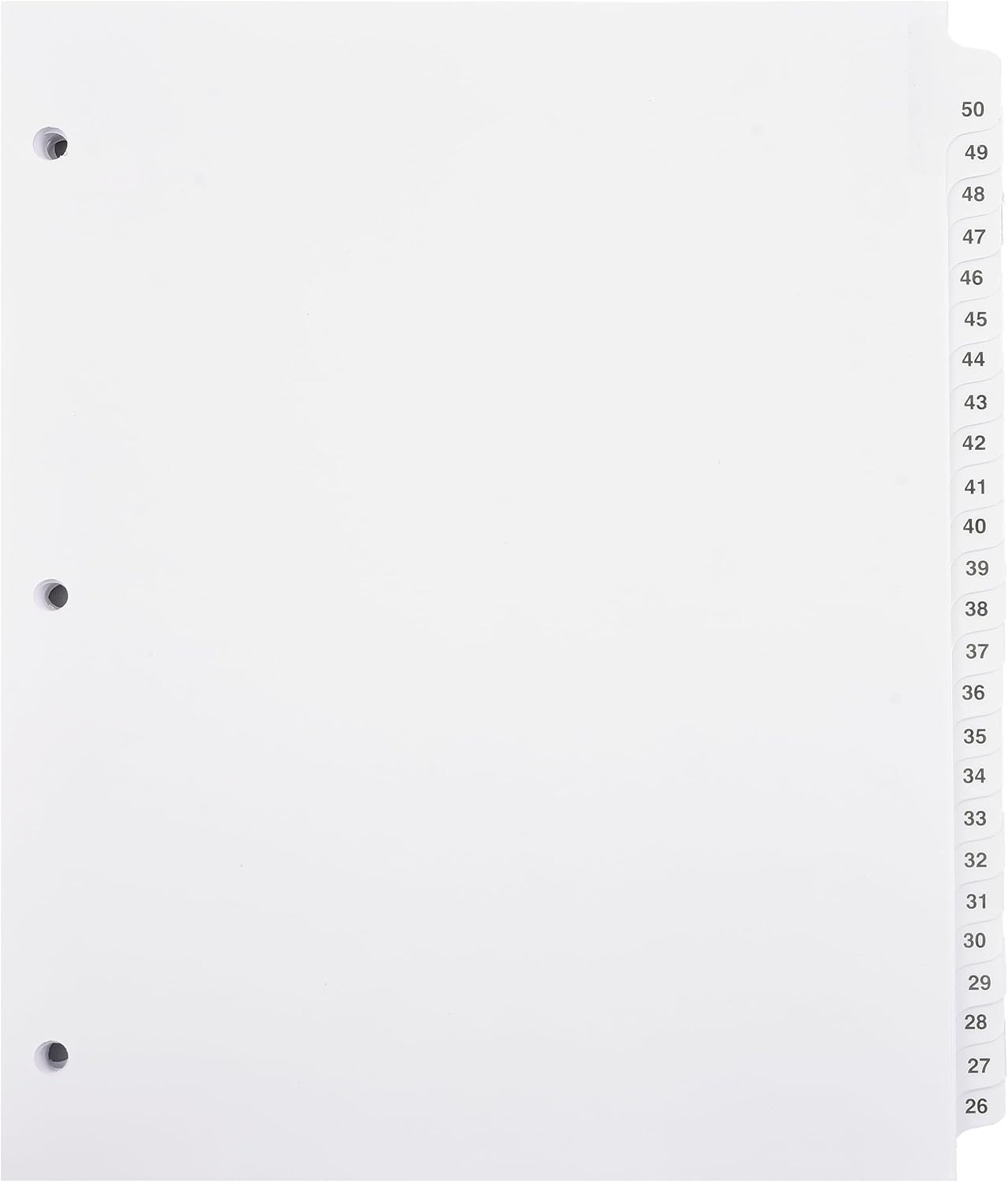 Exhibitindexes® Numbered Dividers 1-50 Punched - AVE Style Bold Tabs - Side Collated Exhibit Tabs - Made in The USA | Letter Size - 1-50 - Sets
