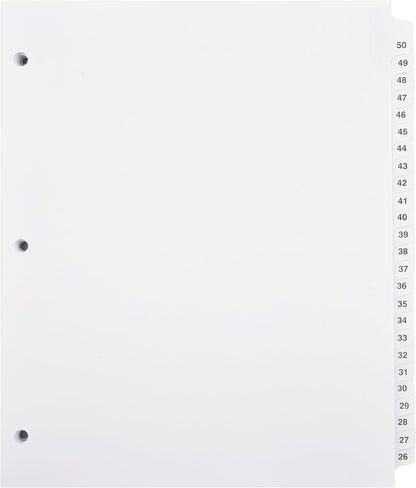Exhibitindexes® Numbered Dividers 1-50 Punched - AVE Style Bold Tabs - Side Collated Exhibit Tabs - Made in The USA | Letter Size - 1-50 - Sets