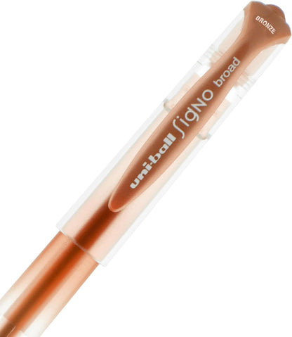 uniball Signo Gel Impact Pens, Bold Point (1.0mm), Metallic Pink Ink, 6 Pens