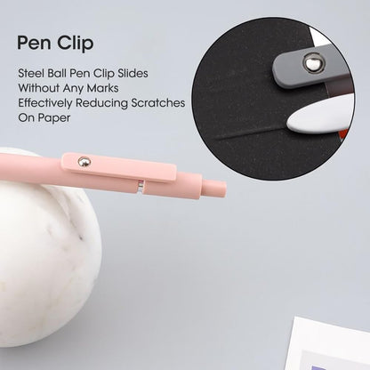 FIOVER 5pcs Gel Pens Quick Dry Ink Pens Fine Point Premium Retractable Rolling Ball Gel Pens Black Ink Smooth Writing for School Office Home