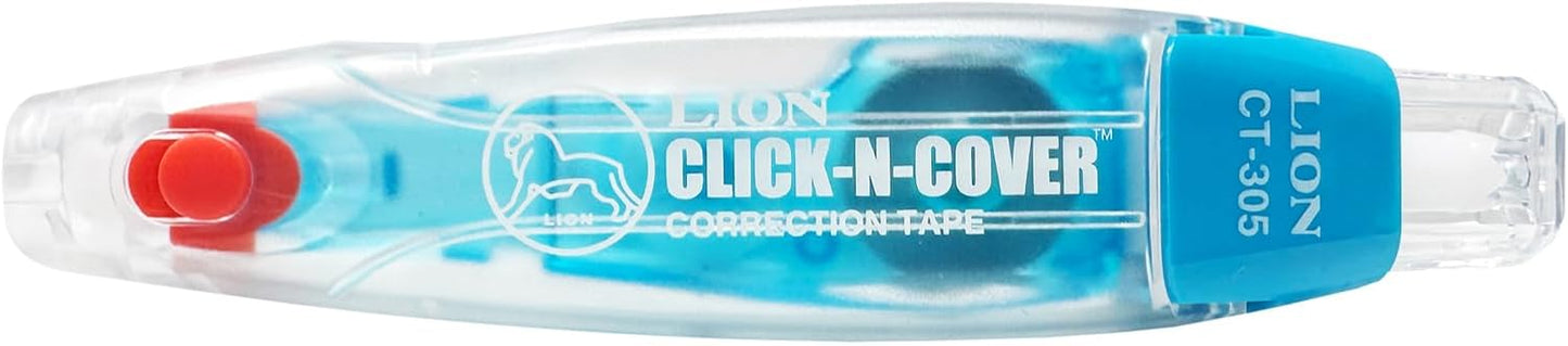 LION CLICK-N-COVER Refillable Correction Tape, Retractable Tip, 1/5" wide and 236" long, Acid-Free, 1 ea. (CT-305)