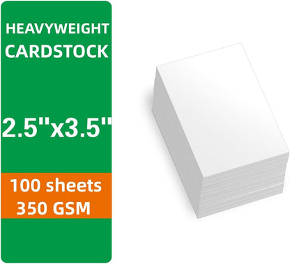 100 Sheets blank cardstock 2 x 3.5 In Heavy Weight business Card Stock 350gsm/130lb Learning Card, Note Card, Thank You Inserts, Gift Tags, Paper Crafts, Write, Draw, DIY (2X3.5 Inches)