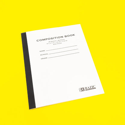 BAZIC PRODUCTS Composition Notebook Wide Ruled - 20 Sheets, Manila Color Composition Notebook with Durable Cover, Non-Spiral and Lined Paper for Journaling, School, Home, or Office, 24-Packs
