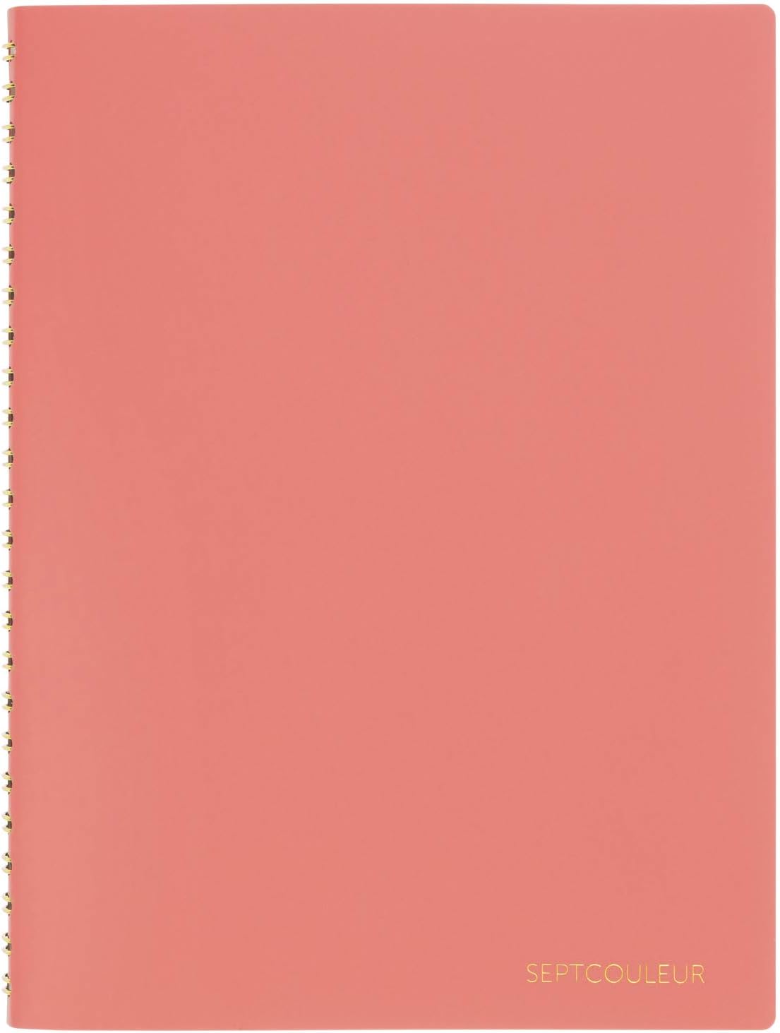 Maruman Septcouleur Grid Notebook- A5, 8.35" x 6.22", 100 Sheets / 200 Pages, 3mm Graph Paper Journal, Durable Rose Gold Wire-bound Spiral, Water Resistant Cover, Spicy Coral Pink, Made in Japan