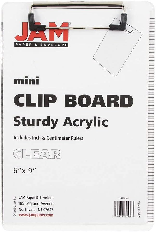 JAM PAPER Small Plastic Memo Clipboards with Low Profile Metal Clip - Mini (6 x 9) - Blue - Clip Board Sold Individually