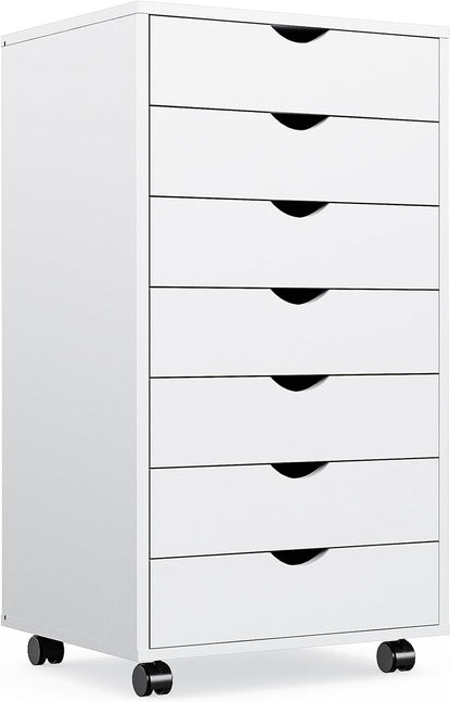 OLIXIS 5 Drawer Mobile File Cabinet Under Desk Storage Organization with Wheels Vertical Filing Chest Rolling Wood Small Desk Printer Stand for Home Office, 15.75"D x 18.74"W x 25.39"H, Black
