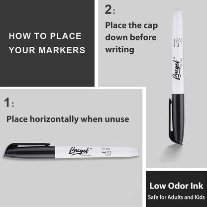 LAZGOL Dry Erase Markers Bulk, 96 Pack Fine Point Tip Black Dry Erase Markers, Low Odor Whiteboard Markers for Back to School, Office, Home, Work On White board & Calendar, Refrigerator.