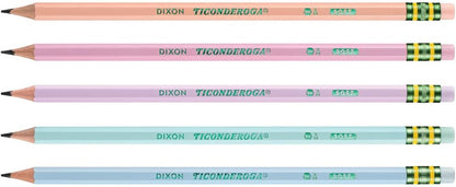 Ticonderoga Wooden Pencils, Pre-Sharpened, 2 HB Soft, Pastel Colors, 18 Count
