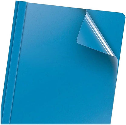 Oxford 55801 Clear Front Report Cover, 3 Fasteners, Letter, 1/2-Inch Capacity, Blue, 25/Box