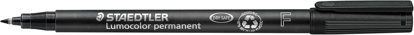 Staedtler 318-WP4 Lumocolor Permanent Universal Pens, Fine Point, 0.6mm, Assorted, 4 per Set