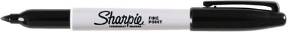 Sharpie Permanent Markers, Fine Point, Black, 12 Count