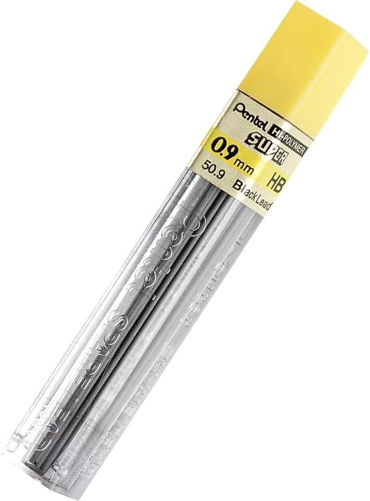 Pentel Super Hi-Polymer Lead Refill (0.9mm), Thick, HB, Pack of 3, 45 Pieces of Lead (L509BP3HB-K6)