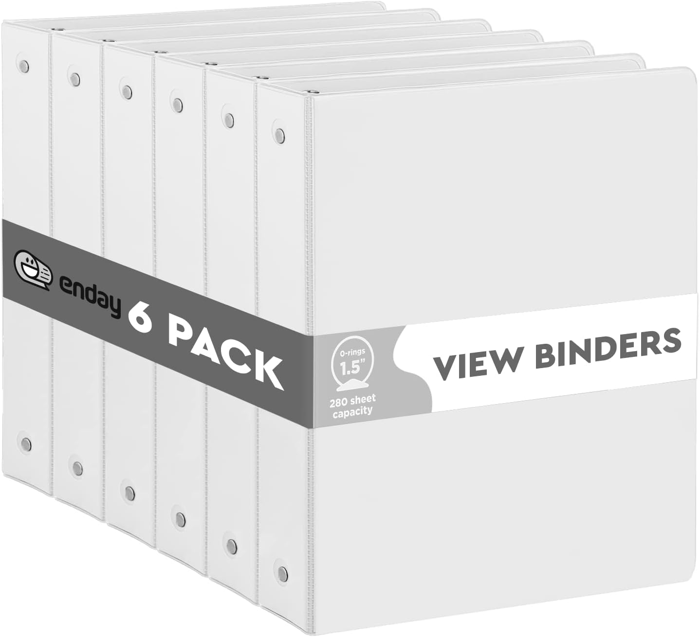 Enday 1 Inch Binder (6 Pack - Grey) 3 Ring Binder 1 inch with Clear View Cover and 2 Inside Pocket - for Letter Size 8.5 x 11'' Paper, Ideal for School Supplies, Office, and Home