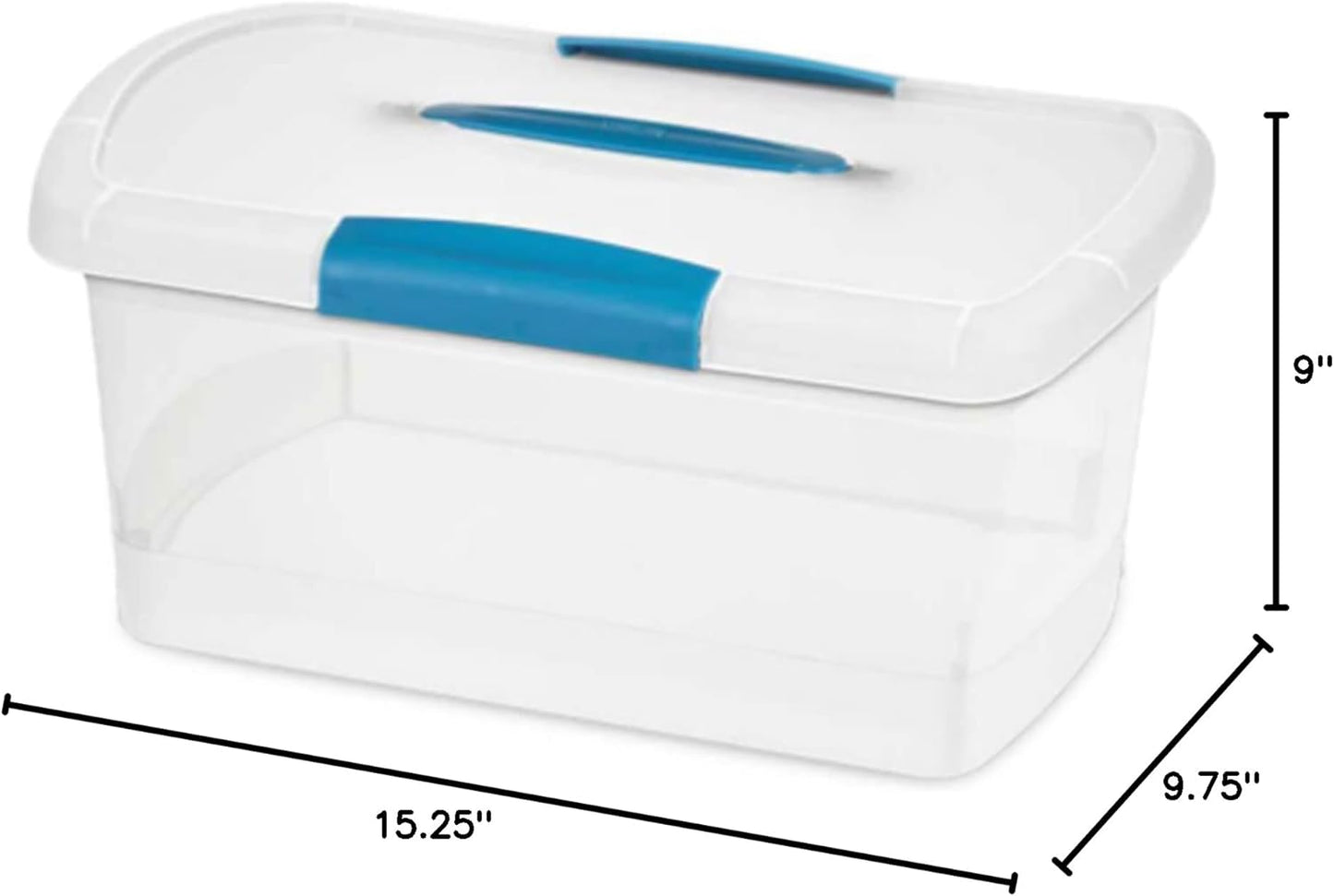 Sterilite Large Nesting ShowOffs, Stackable Small Storage Bin with Latching Lid and Handle, Plastic Container to Organize Office Files, Clear, 6-Pack