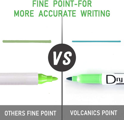 Volcanics Black Dry Erase Markers Low Odor Fine Whiteboard Markers Thin Box of 12
