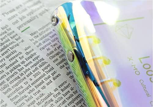 A6 A5 6-Holes Colorful PVC Cover Round Ring View Binder with Snap Button Closure File Folder for Loose Leaf Sheet Protectors Notebook Refill (Pink Daisy, A5 Mini Set) - Colors B