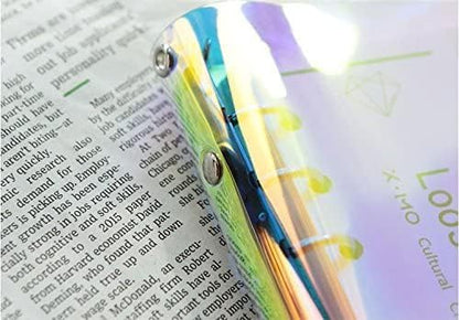 A6 A5 6-Holes Colorful PVC Cover Round Ring View Binder with Snap Button Closure File Folder for Loose Leaf Sheet Protectors Notebook Refill (Pink Daisy, A5 Mini Set) - Colors B