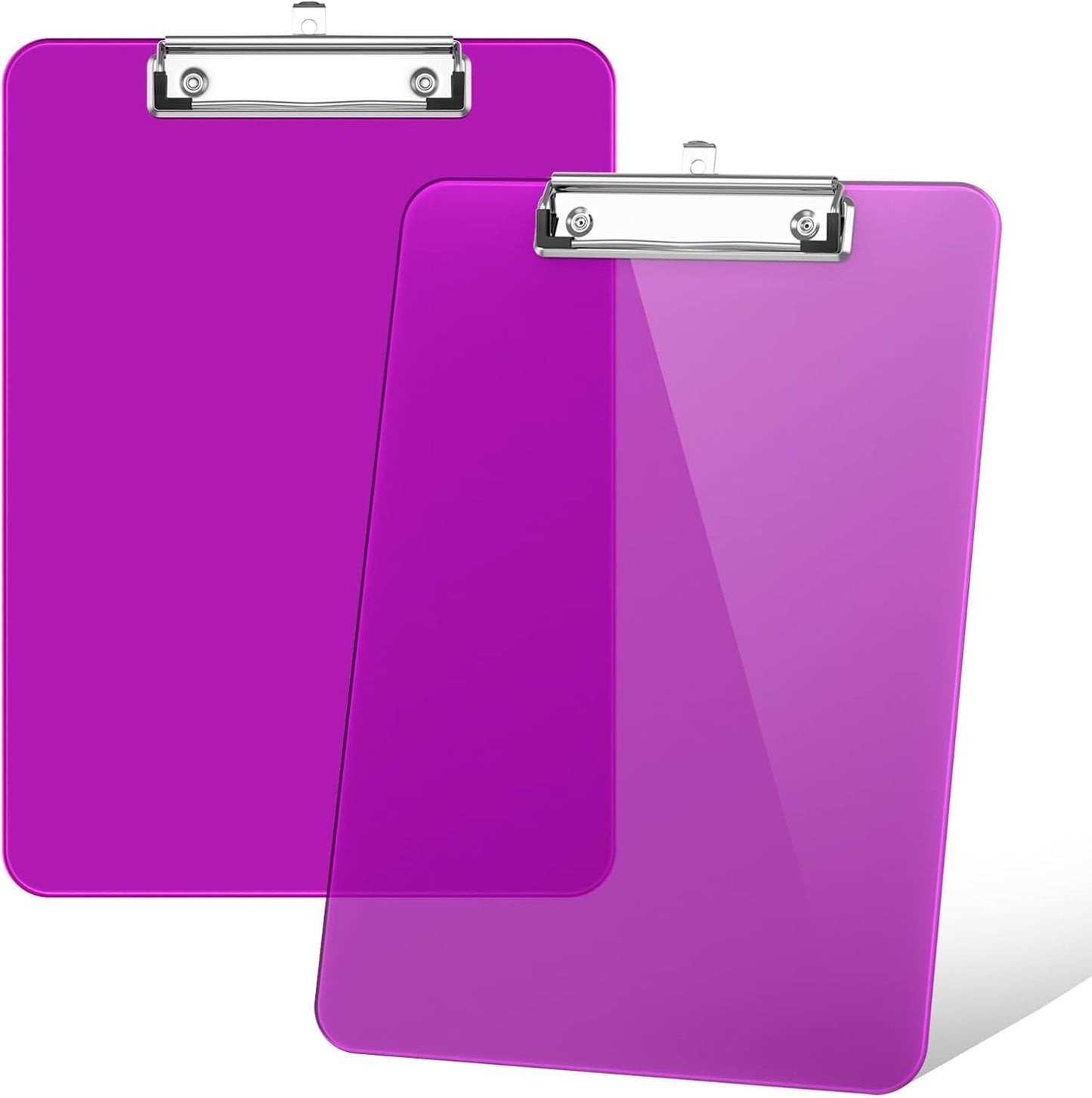 Rimilak Plastic Clipboards with Low Profile Metal Clip, Translucent Board, 12.5 x 9 In Letter Size, Office Supply, Back to School, Pink