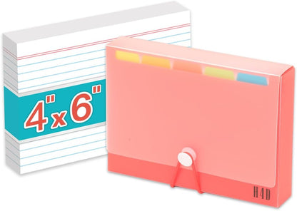 H4D 3x5 Index Card Case with 100 Heavyweight Ruled Index Cards and Dividers, Black