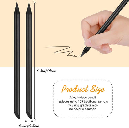 AUAUY 20PCS Inkless Pencil Replaceable Refill, Infinite Pencil Replaceable Graphite Nib, Graphite Nib Metal Inkless, Everlasting Pencils Replacement Head for Writing Drawing Office School Supplies