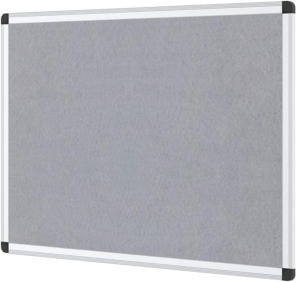 VIZ-PRO Large Fabric Bulletin Board/Foldable Notice Board Felt Gray, 60 X 48 Inches, Silver Aluminium Frame