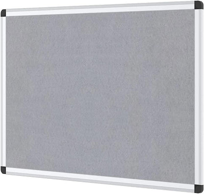 VIZ-PRO Large Fabric Bulletin Board/Foldable Notice Board Felt Gray, 60 X 48 Inches, Silver Aluminium Frame