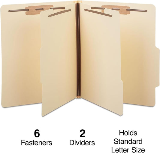 Staples Classification Folders, Letter Size, 2‑Dividers, 2.5" Expansion, Manila, Heavy‑Duty Construction – 20/Carton